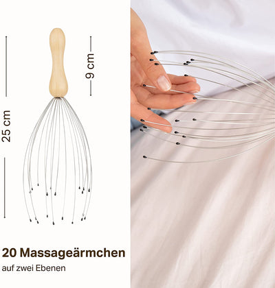 Kopfmassagerät mit 20 Fingern Holz