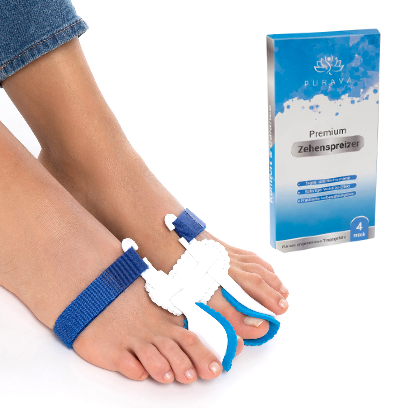 Hallux Valgus Zehenspreizer mit Schiene [4 Stück]