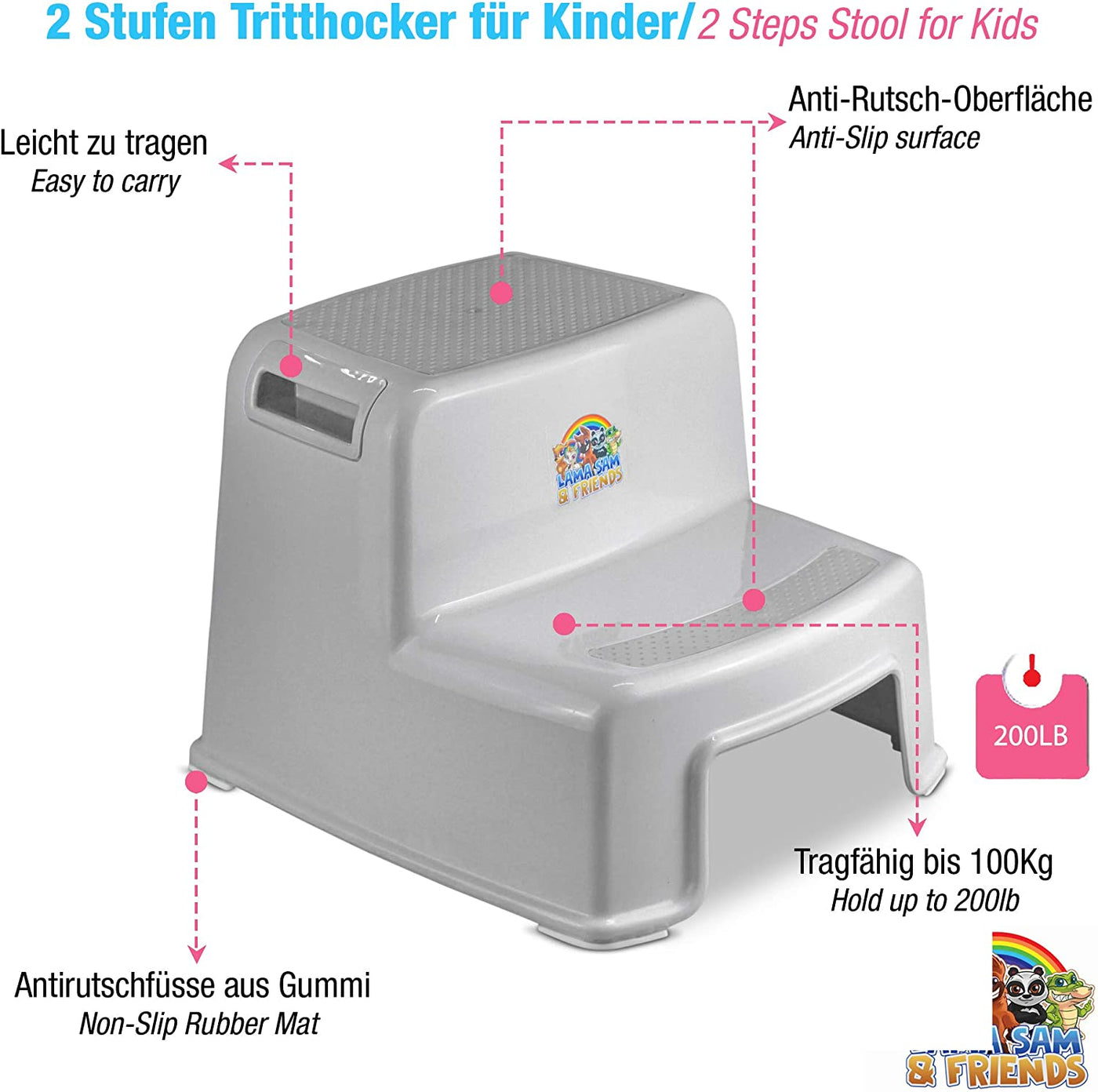 Zweistufiger Tritthocker für Kinder