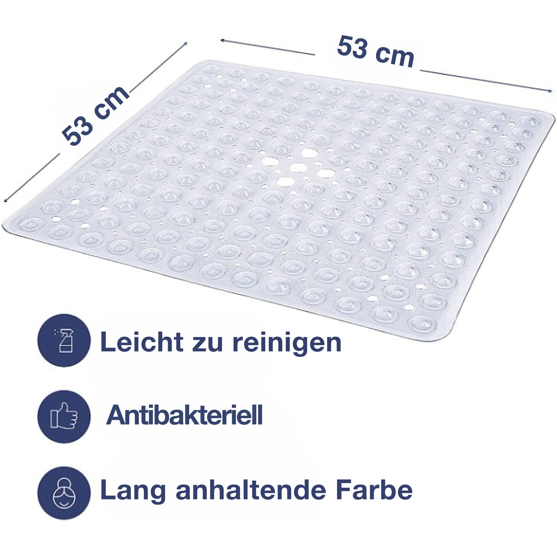 Duschmatte Hautsensitiv quadratisch 80x80 cm EXTRA - Duschmatte rutschfest  schimmelresistent & maschinenwaschbar, Antirutschmatte Dusche BPA frei,  latexfrei : : Küche, Haushalt & Wohnen